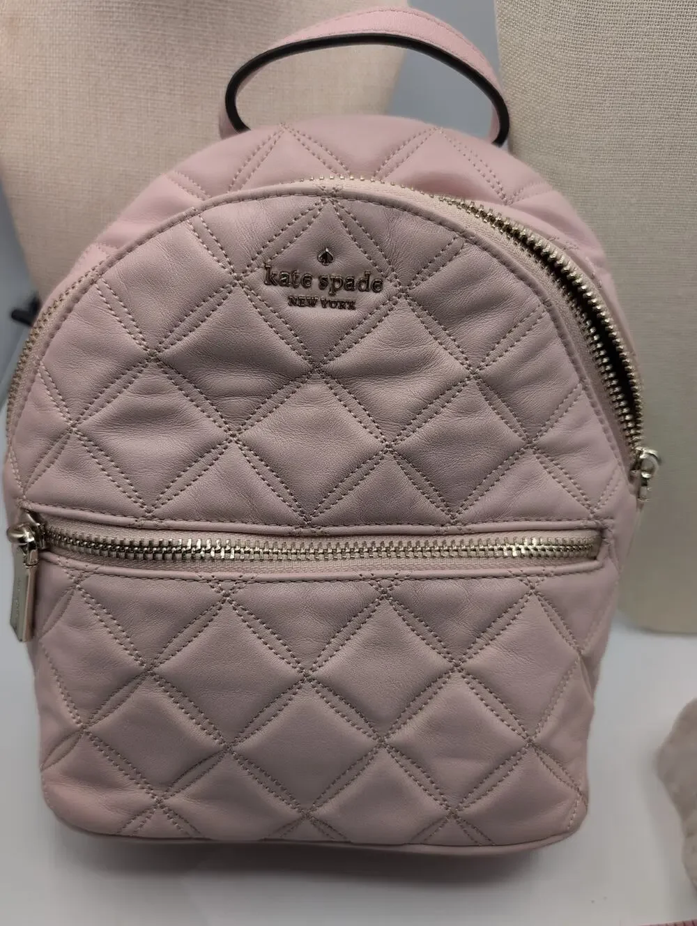 Kate Spade New York Quilted Mini Backpack Blush Pink Leather Gold Hardware